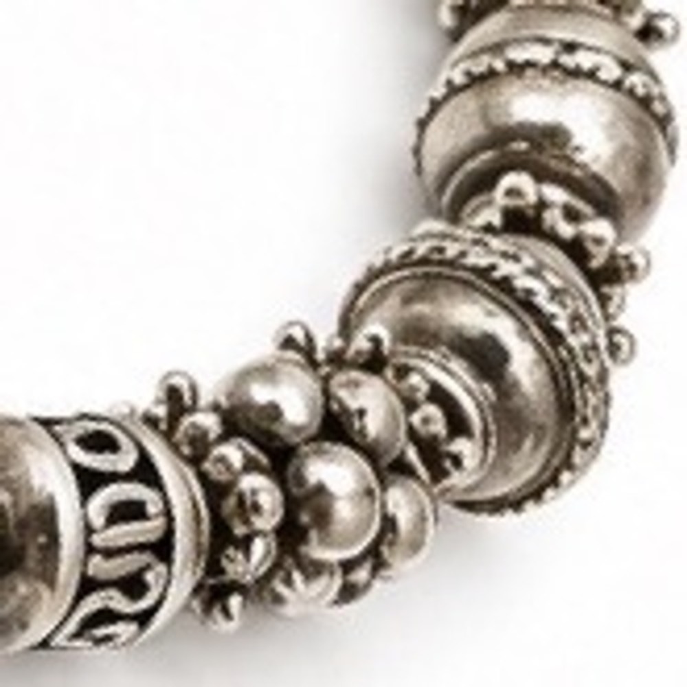 Bohemian Silver Tone Rainbow Crystal Beaded Toggle Bracelet Antique Finish - Picture 6 of 8